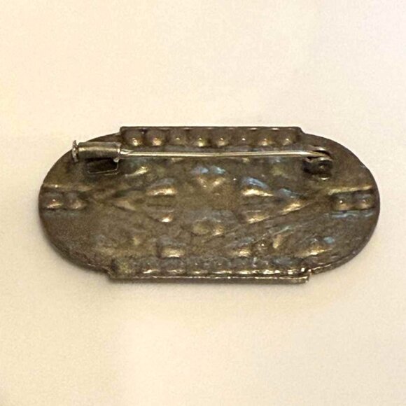 Vintage Art Deco Pierre Bex Style Metal Rhinestone Brooch - Picture 2 of 7